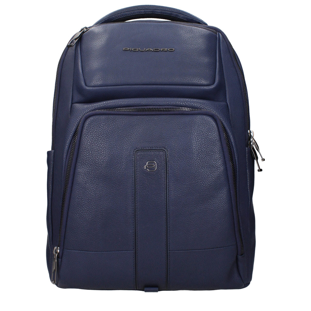 Piquadro Blue Leather Men's Backpack