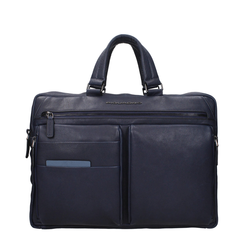 Piquadro Blue Leather Business And Laptop Men's Bag