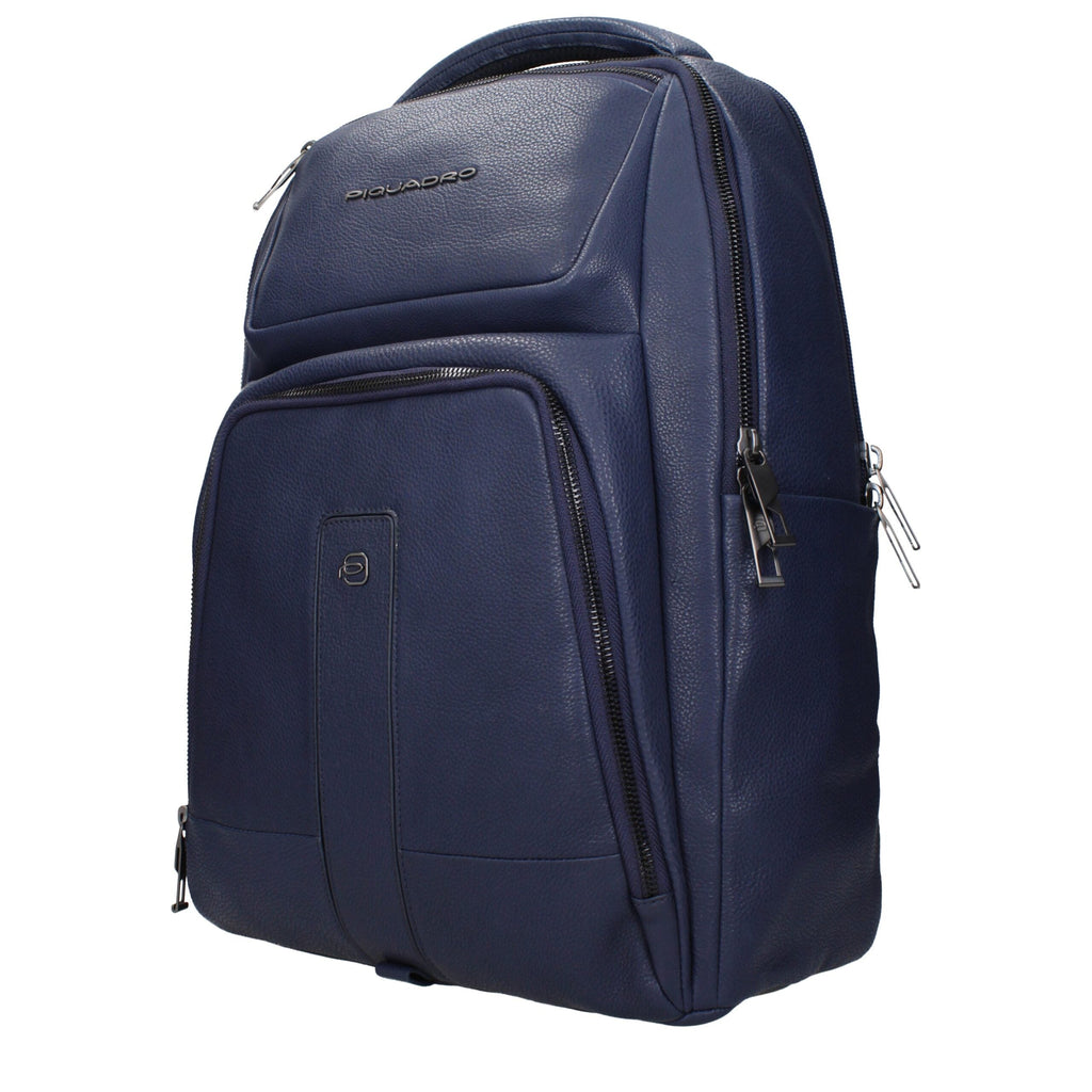 Piquadro Blue Leather Men's Backpack