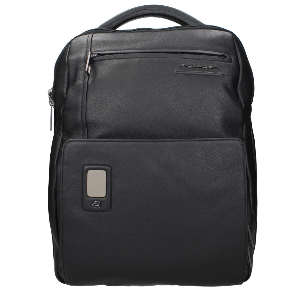 Piquadro Black Leather Men's Backpack