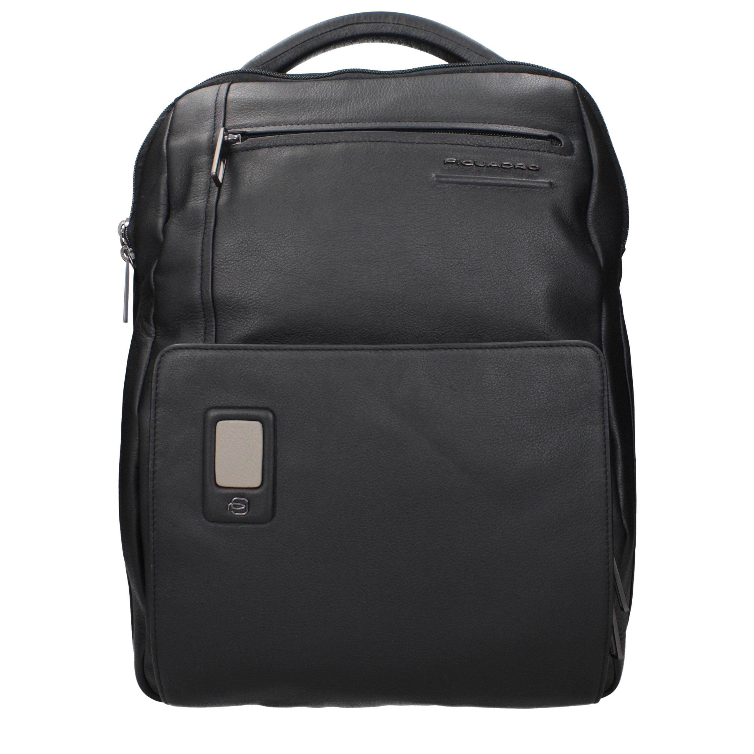 Piquadro Black Leather Men's Backpack