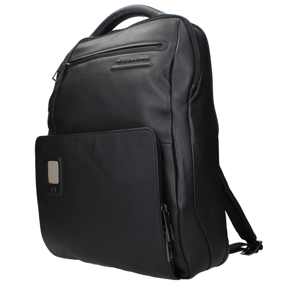 Piquadro Black Leather Men's Backpack