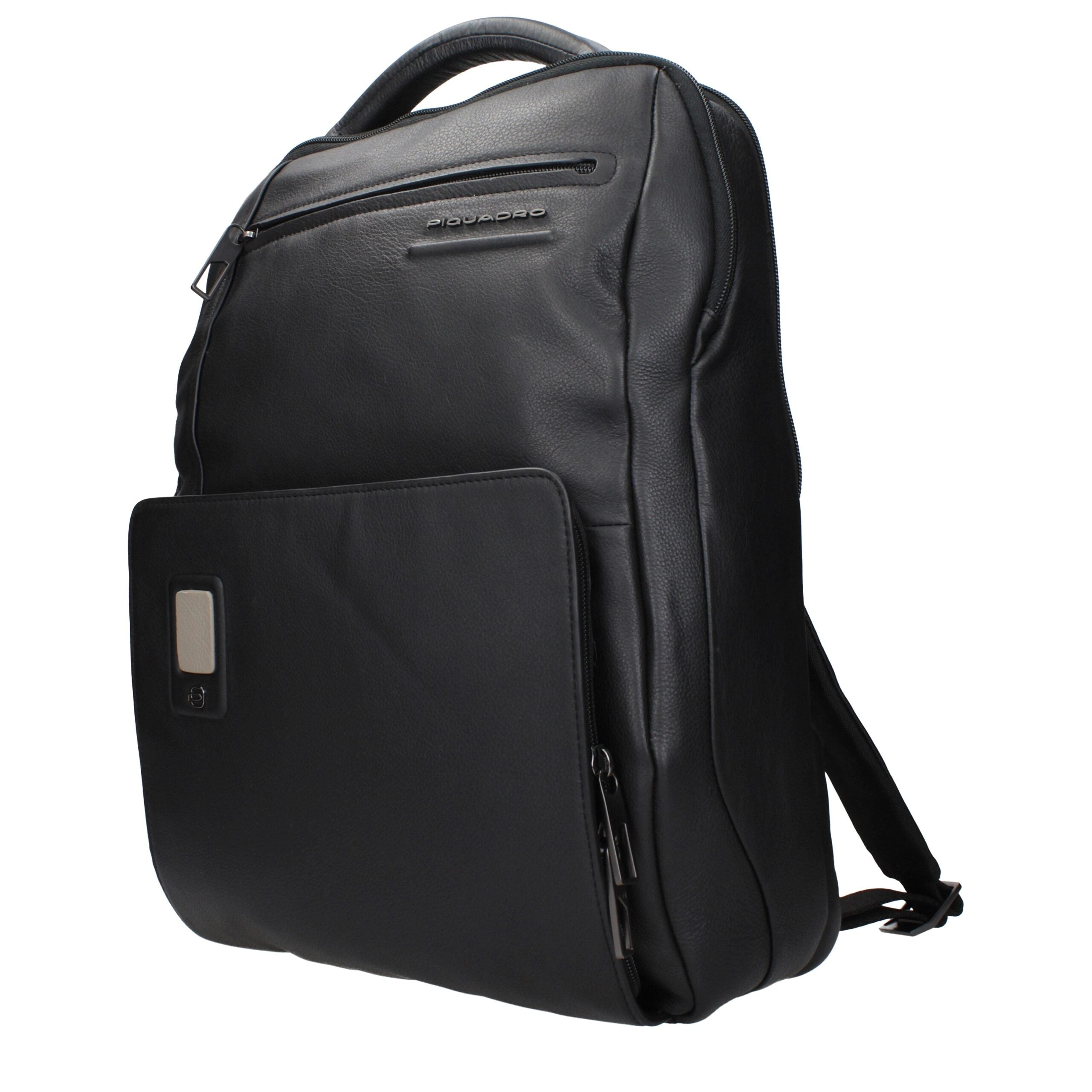 Piquadro Black Leather Men's Backpack