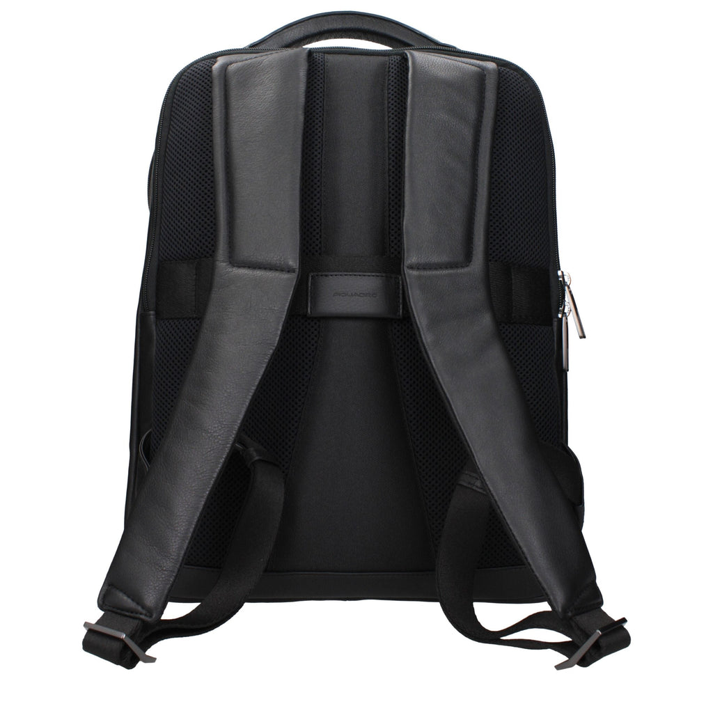 Piquadro Black Leather Men's Backpack