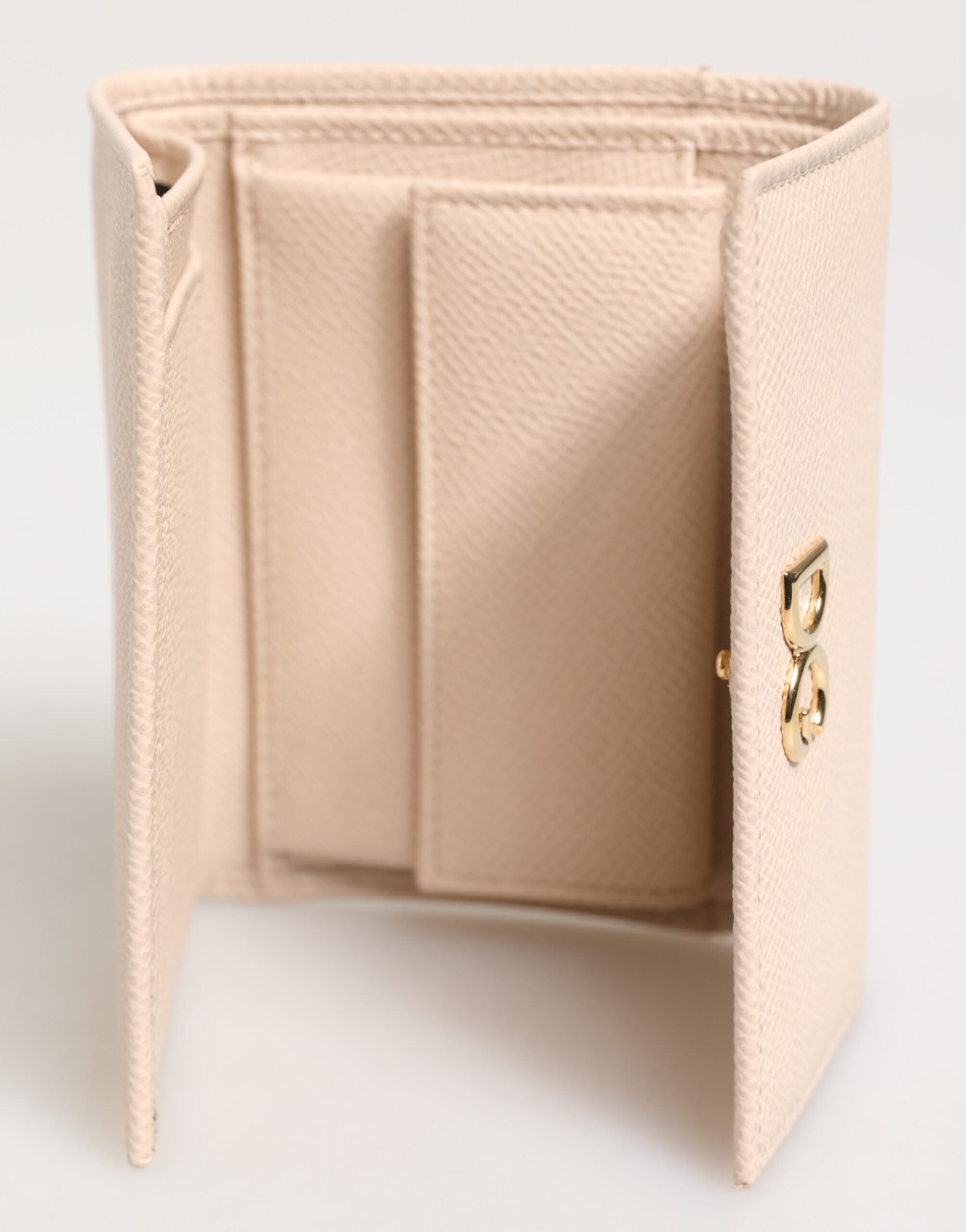 Dolce & Gabbana Light Pink Calf Leather DG Logo French Flap Women's Wallet