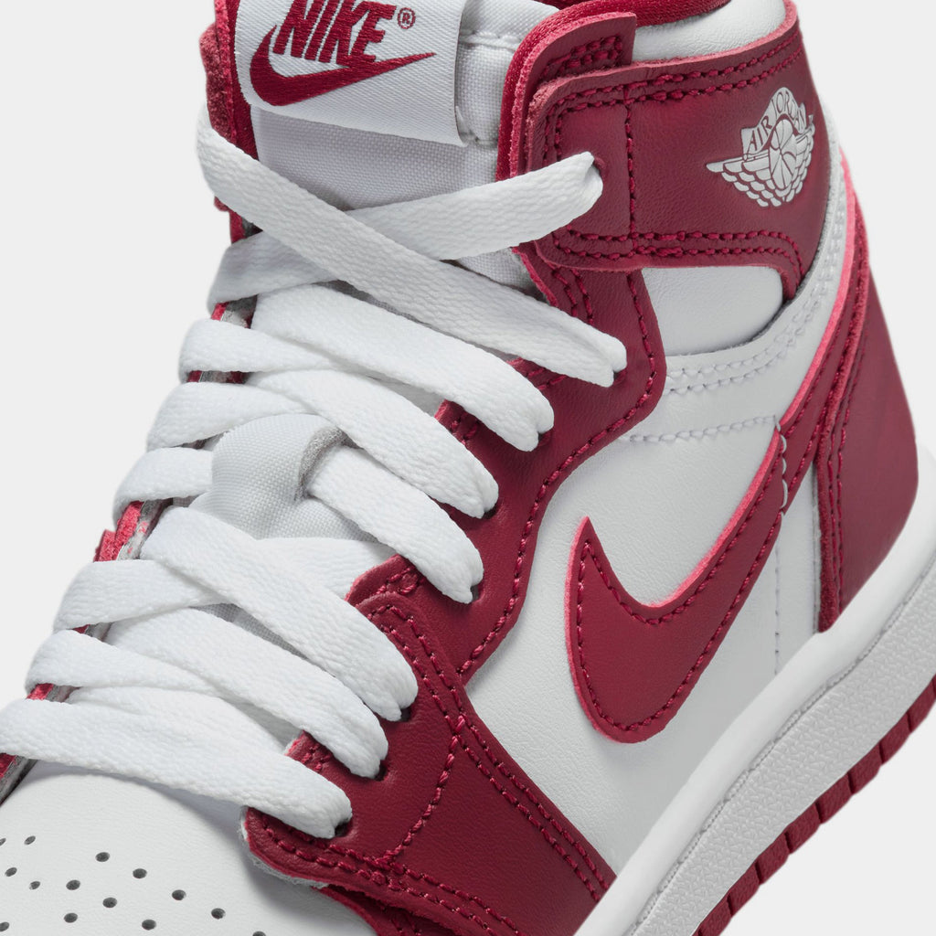 Exclusive Air Jordan 1 Retro High OG Artisanal Red Preschool Lifestyle Shoes (White/Team Red) — 10.5C — Side View