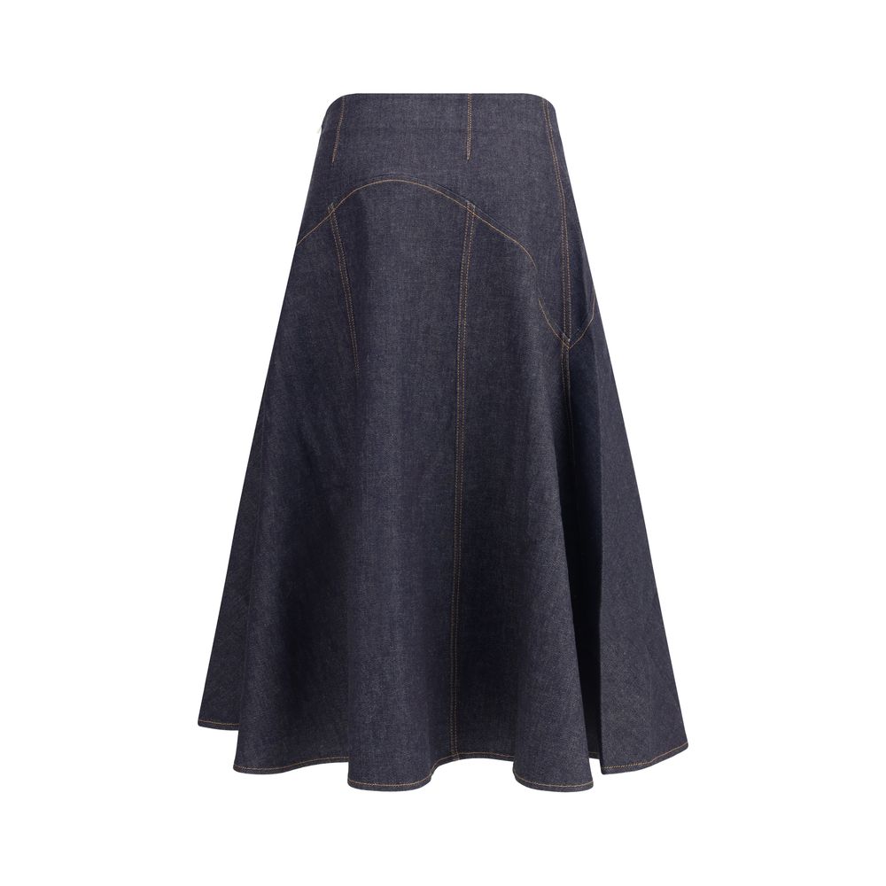 Jacquemus Blue Cotton Midi Women's Skirt