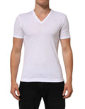 Dolce & Gabbana White Cotton V-Neck Short Sleeves Men's T-shirt