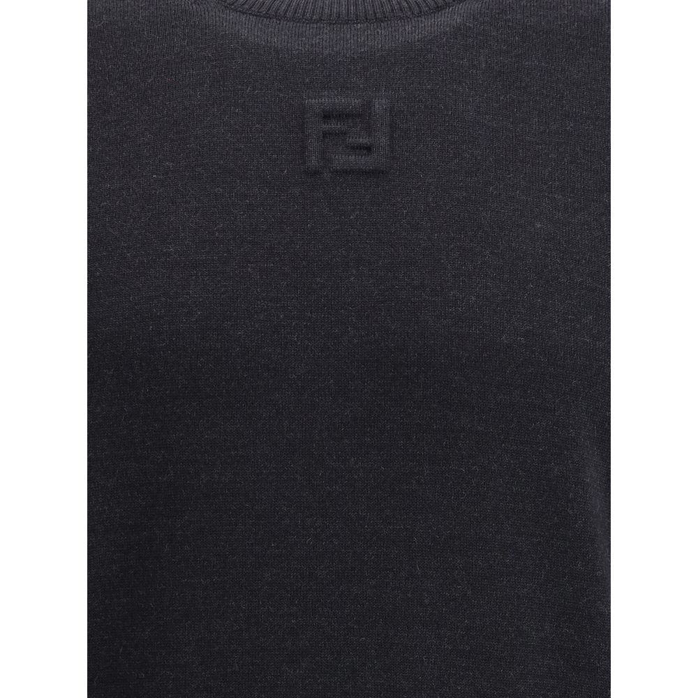 Fendi Black Fleece Wool Men's Sweatshirt