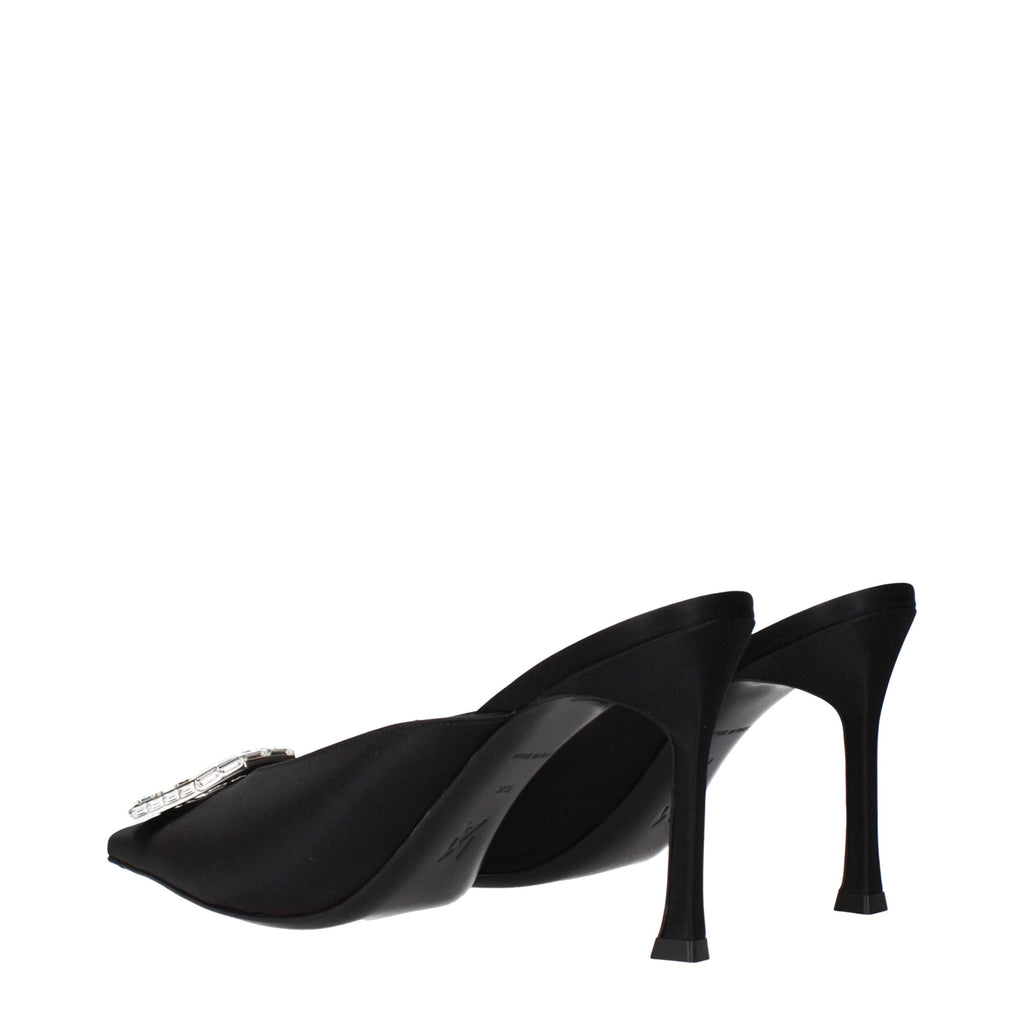 Amina Muaddi Black Satin High Heel Women's Pumps