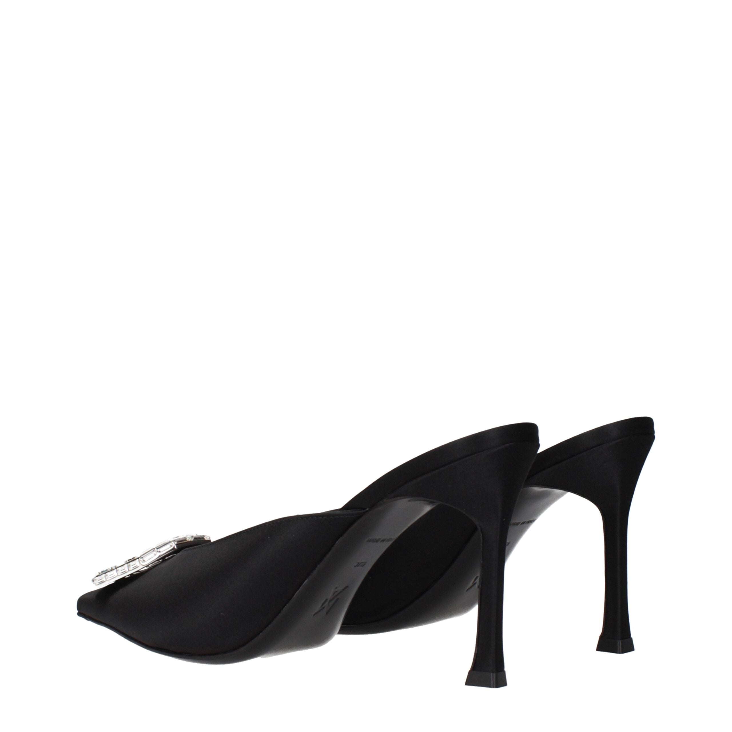 Amina Muaddi Black Satin High Heel Women's Pumps