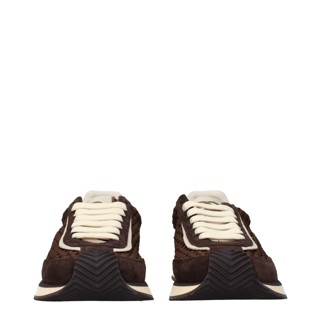 Dolce & Gabbana Brown Fabric Low Top Men's Sneakers