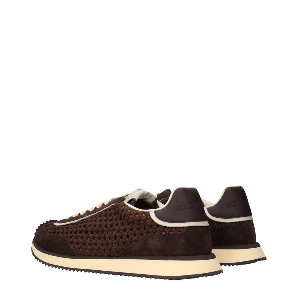 Dolce & Gabbana Brown Fabric Low Top Men's Sneakers