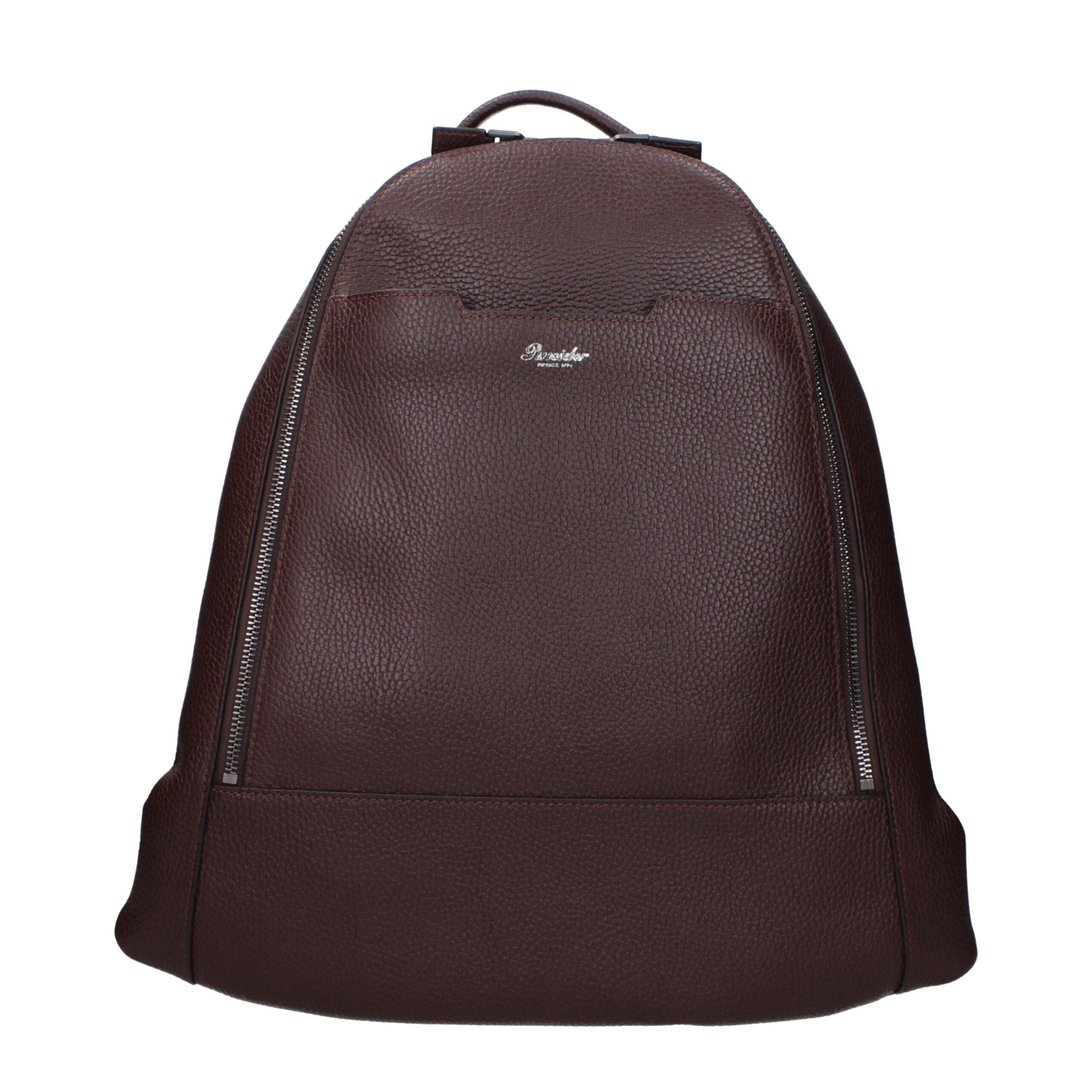 Pineider Brown Leather Men's Backpack