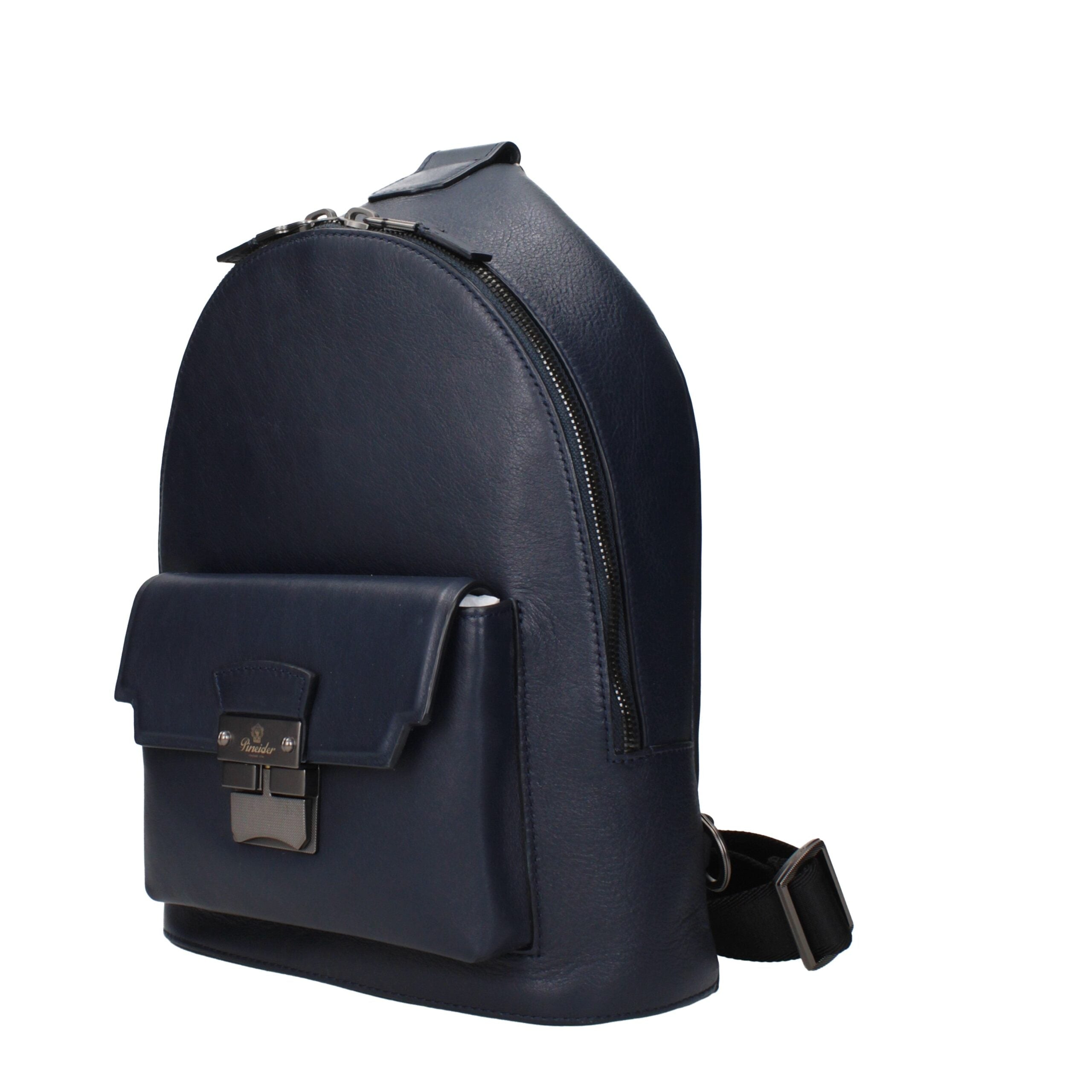 Pineider Blue Leather Men's Backpack