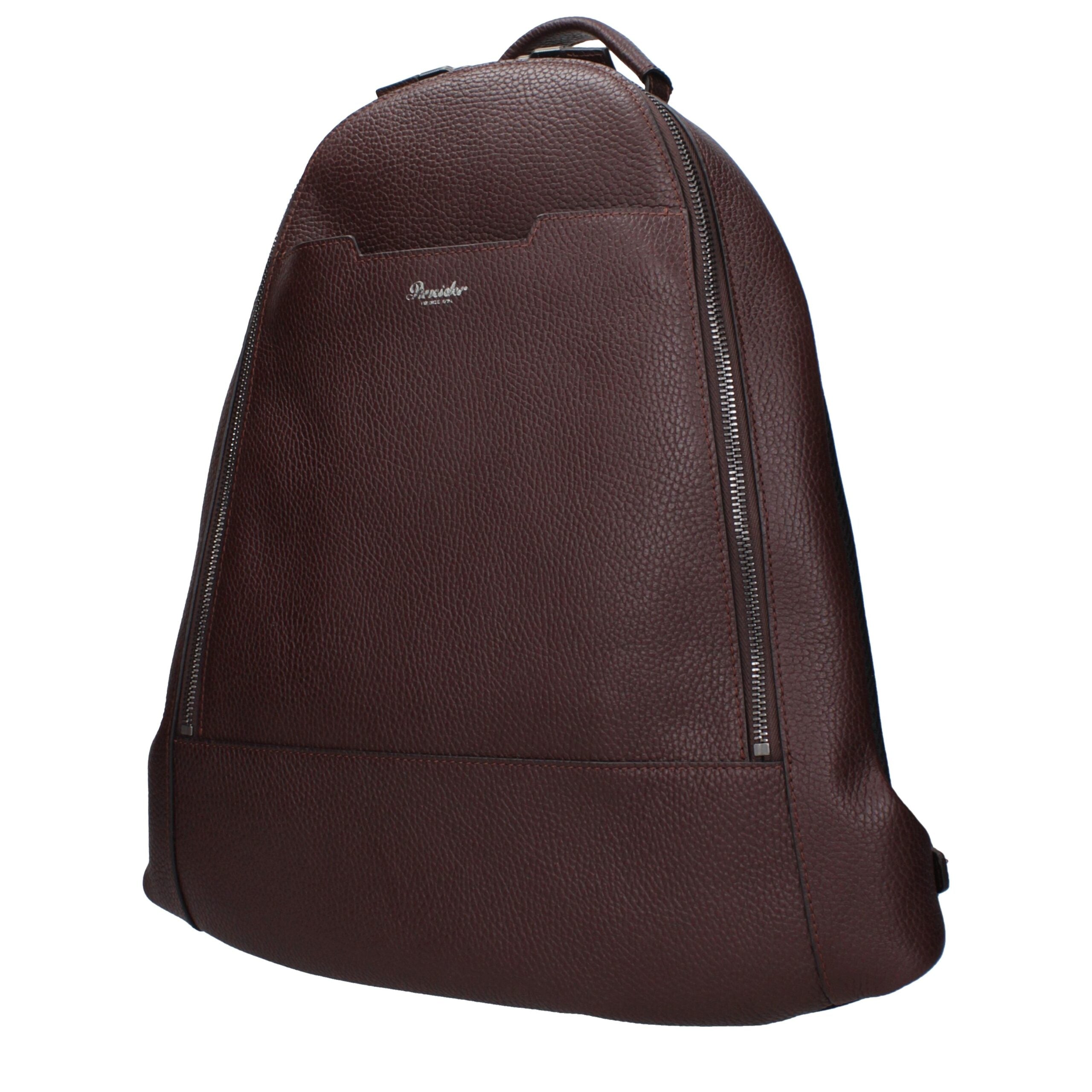 Pineider Brown Leather Men's Backpack