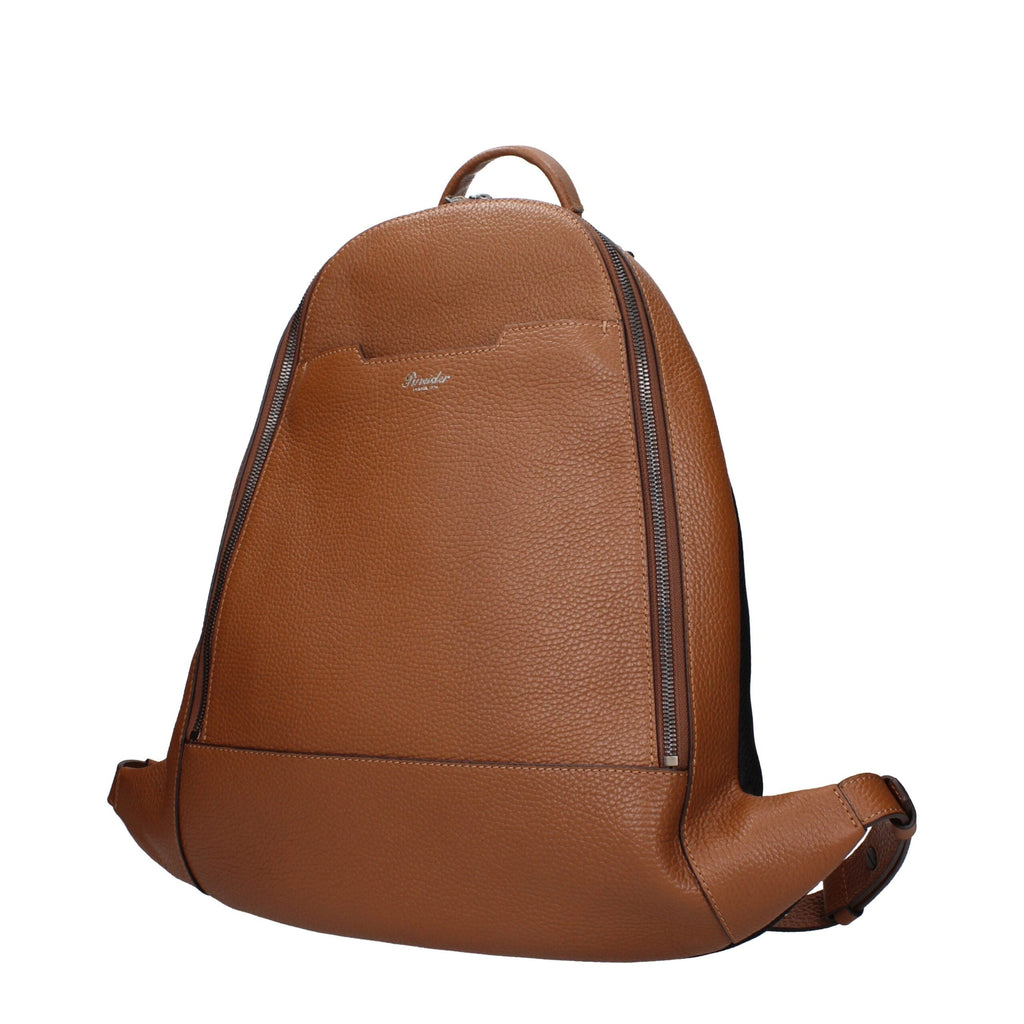 Pineider Brown Leather Men's Backpack