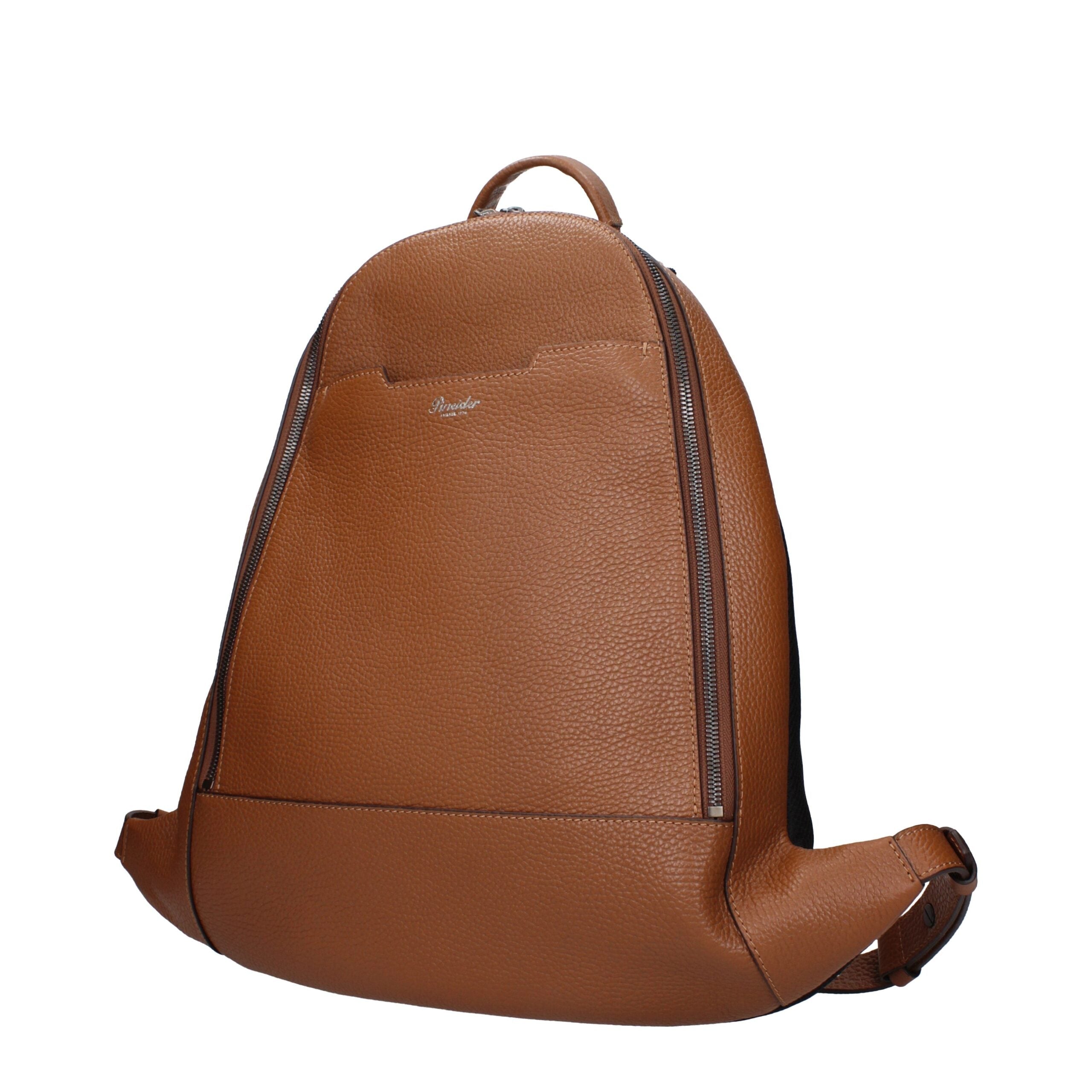 Pineider Brown Leather Men's Backpack