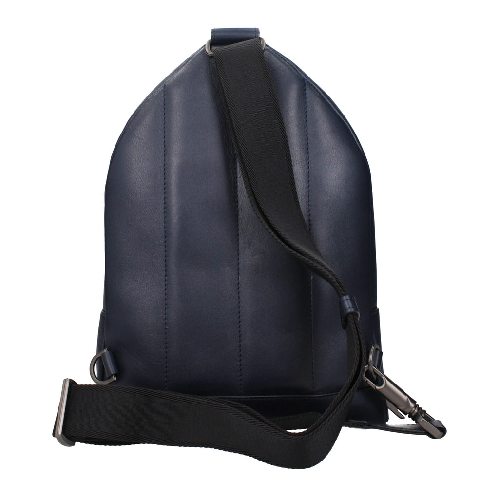 Pineider Blue Leather Men's Backpack