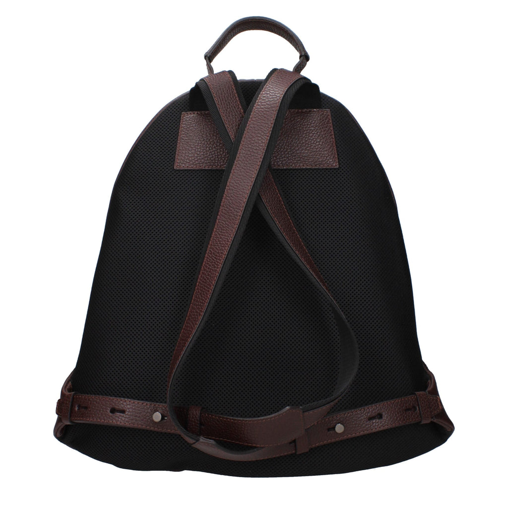 Pineider Brown Leather Men's Backpack