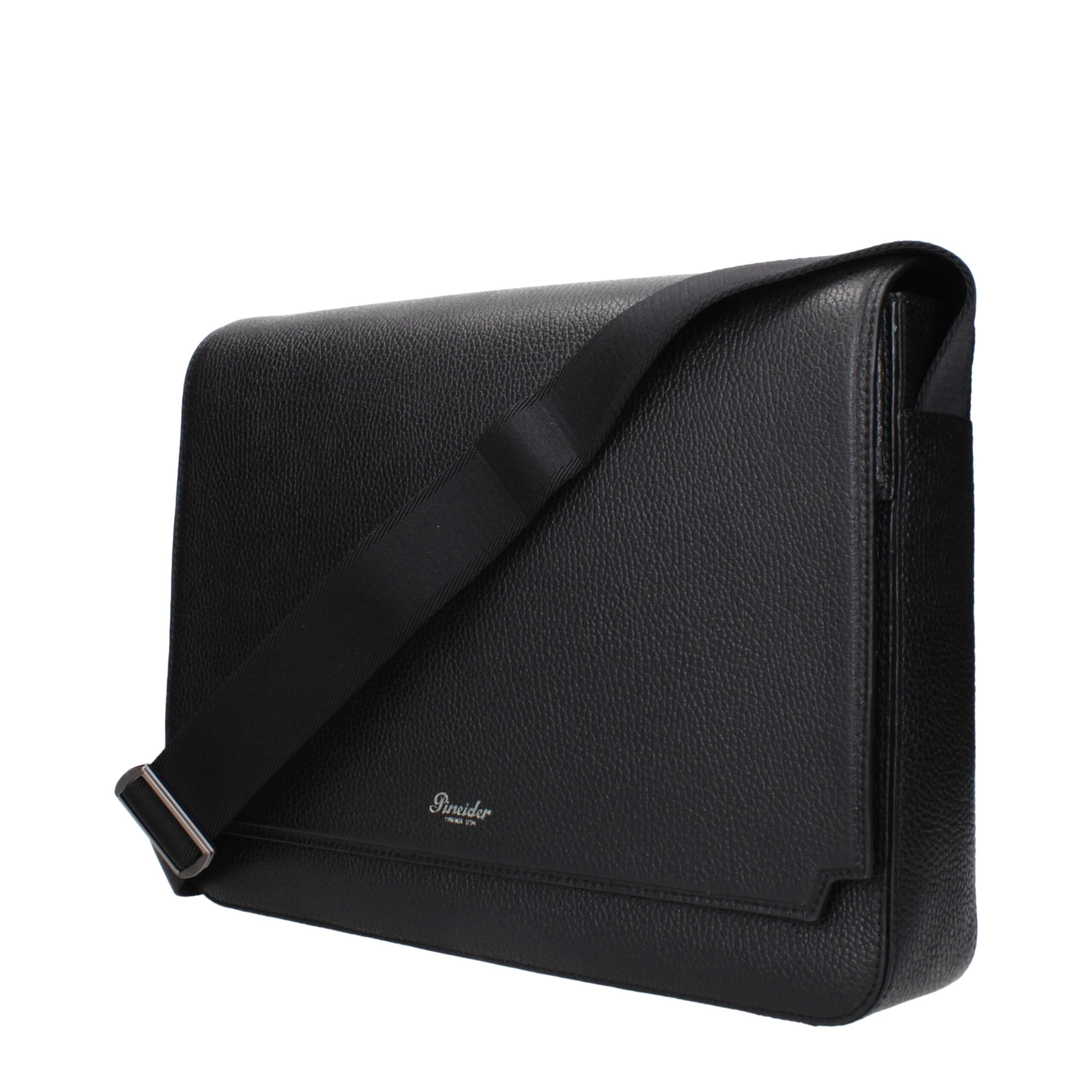 Pineider Black Leather Crossbody Men's Bag