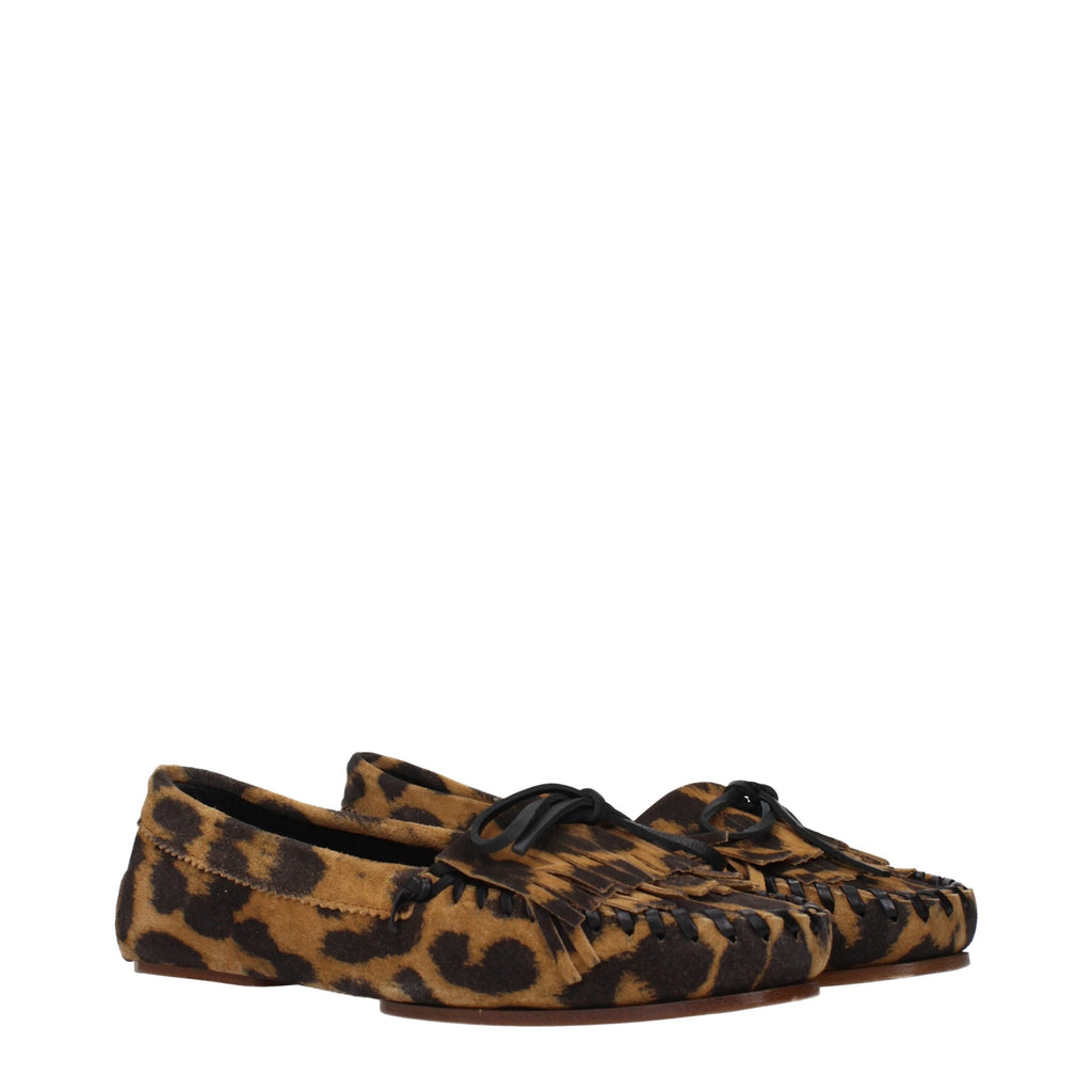 Paris Texas Brown Leather Slip-On Women's Loafers