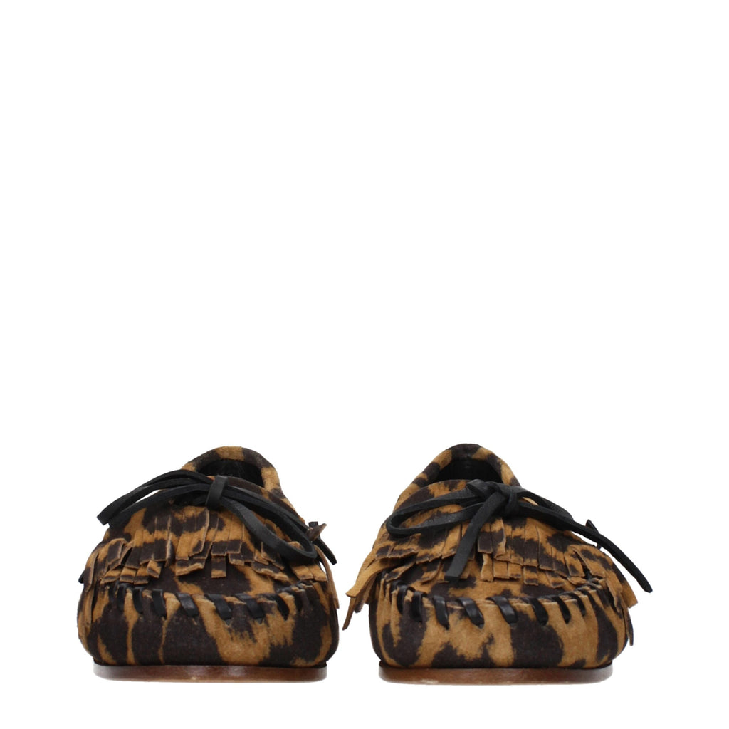 Paris Texas Brown Leather Slip-On Women's Loafers