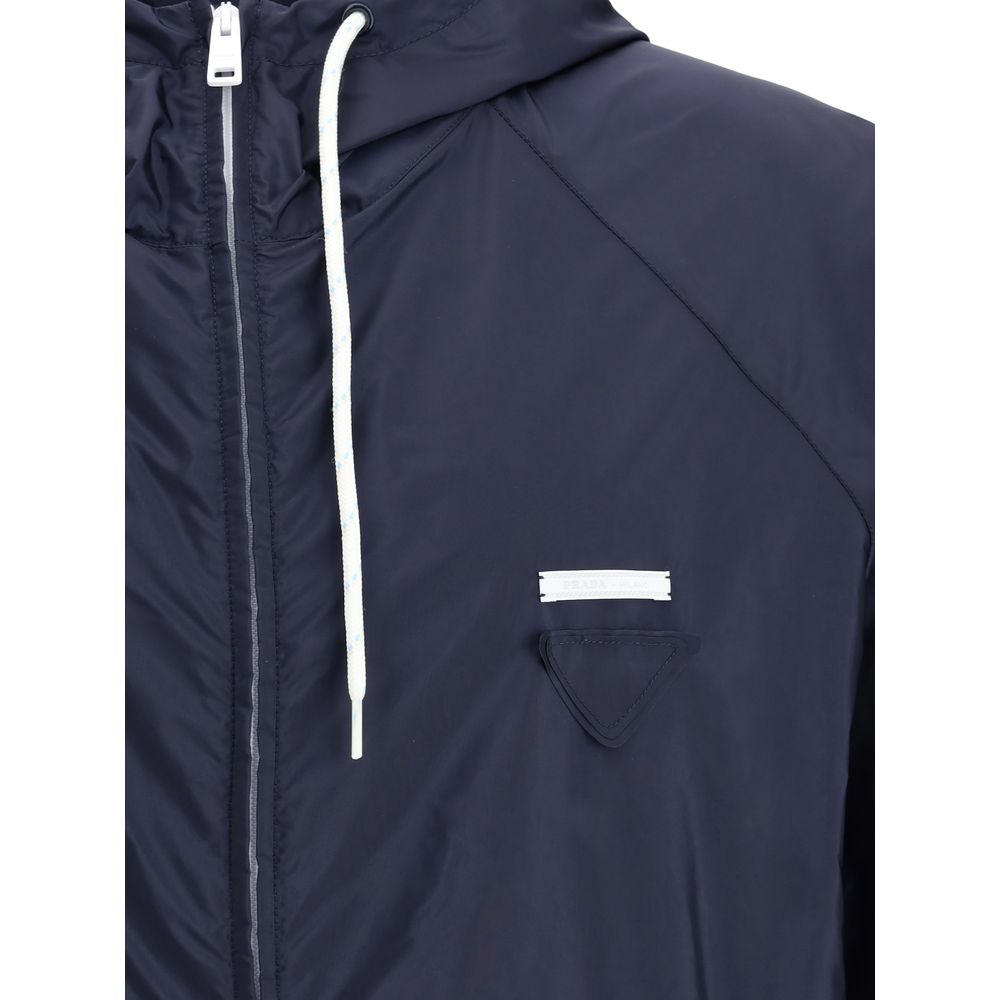 Prada Blue Recycled Polyamide Shell Men's Jacket