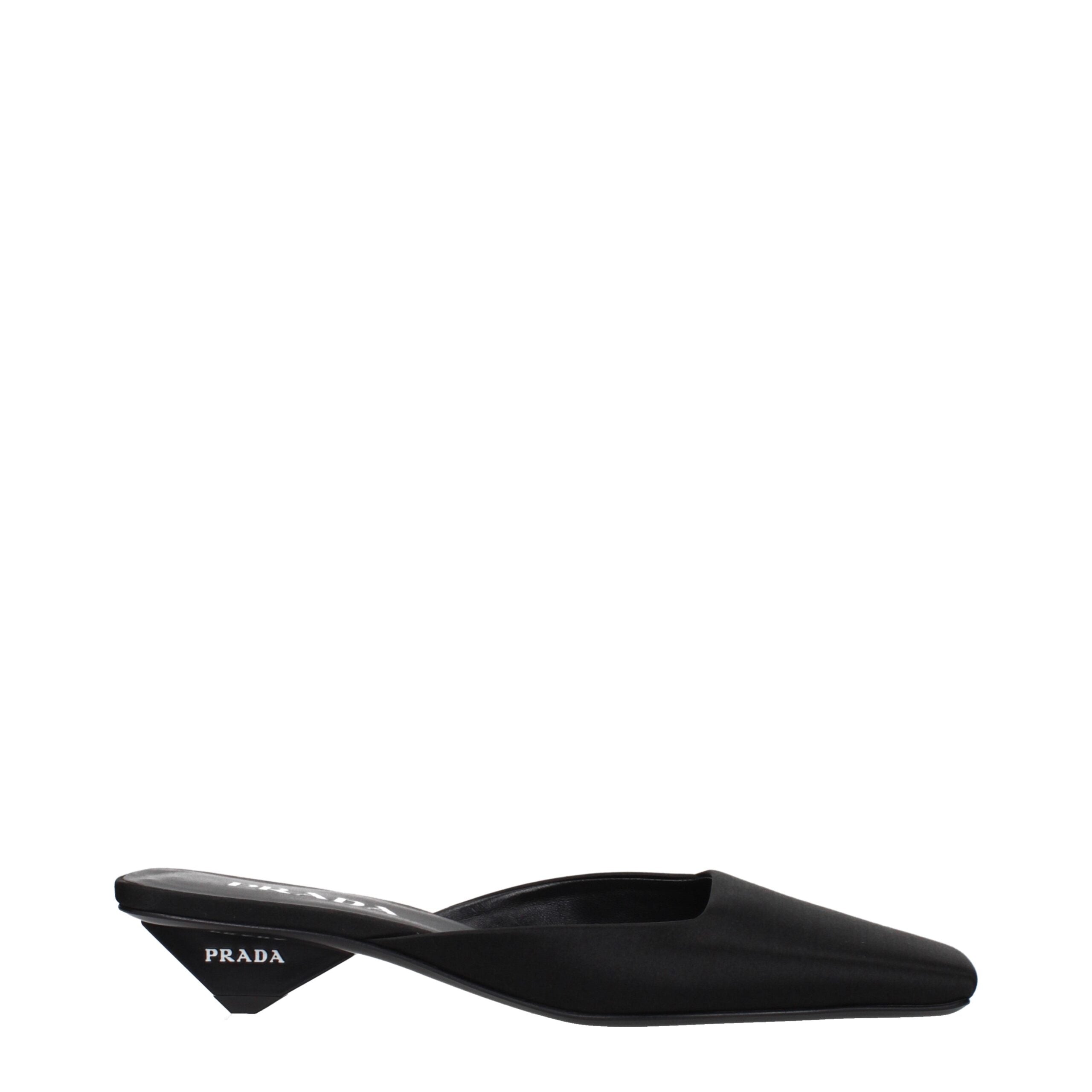 Prada Black Satin Flat Women's Sandals