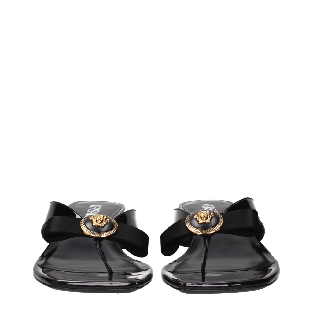 Versace Black Leather Stiletto Heel Women's Sandals