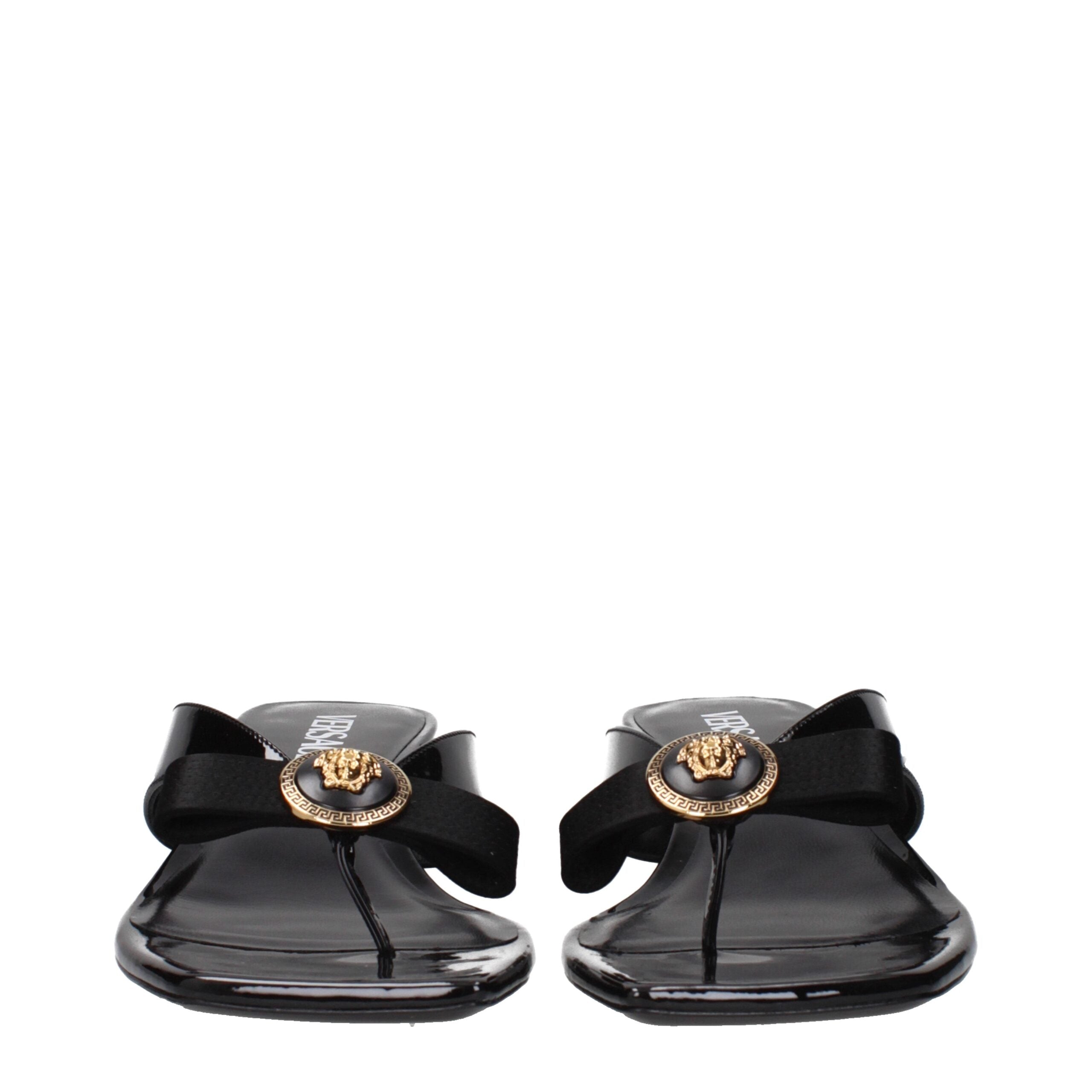 Versace Black Leather Stiletto Heel Women's Sandals