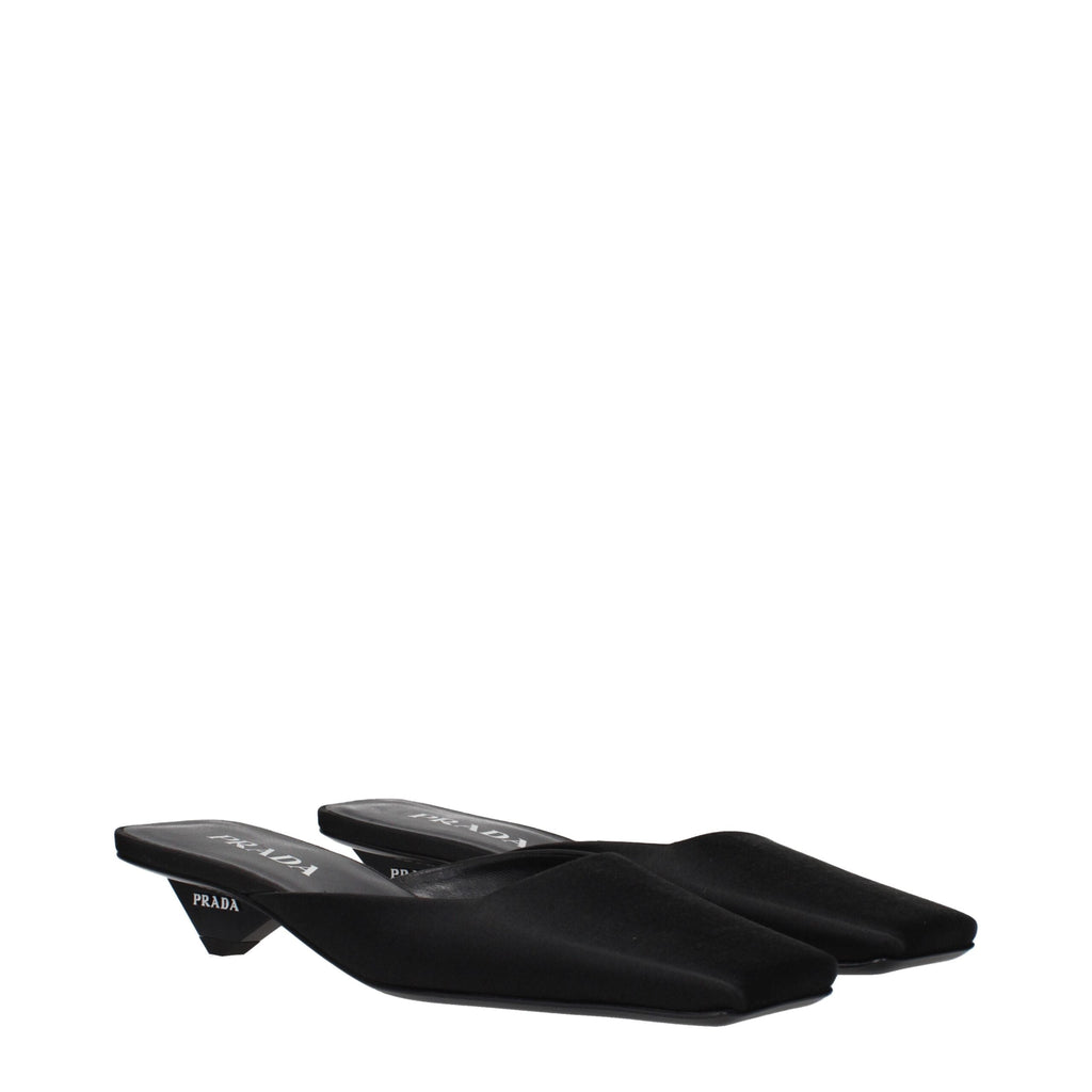 Prada Black Satin Flat Women's Sandals