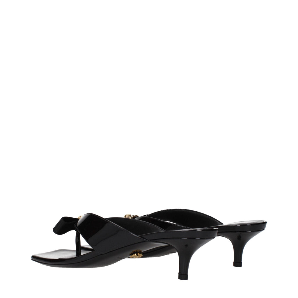 Versace Black Leather Stiletto Heel Women's Sandals