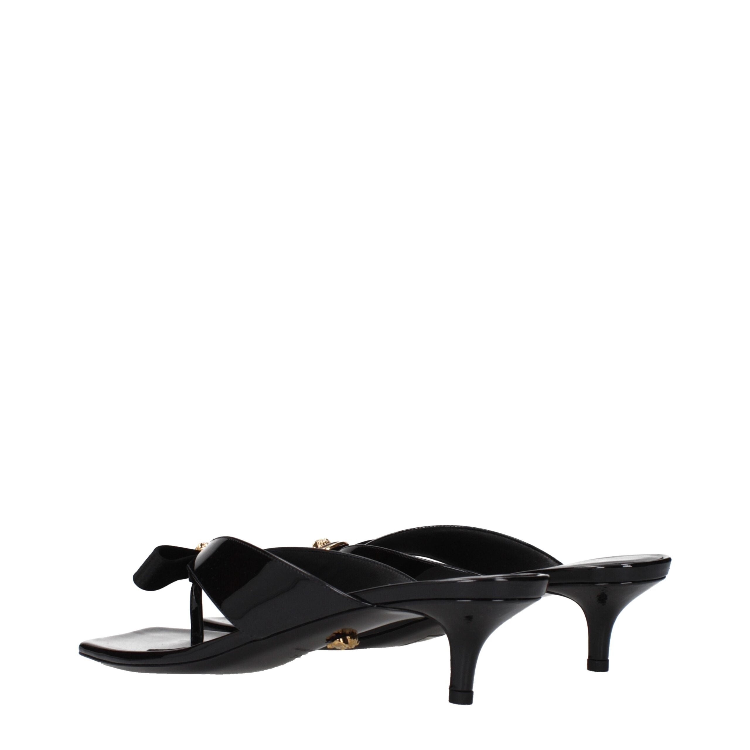 Versace Black Leather Stiletto Heel Women's Sandals