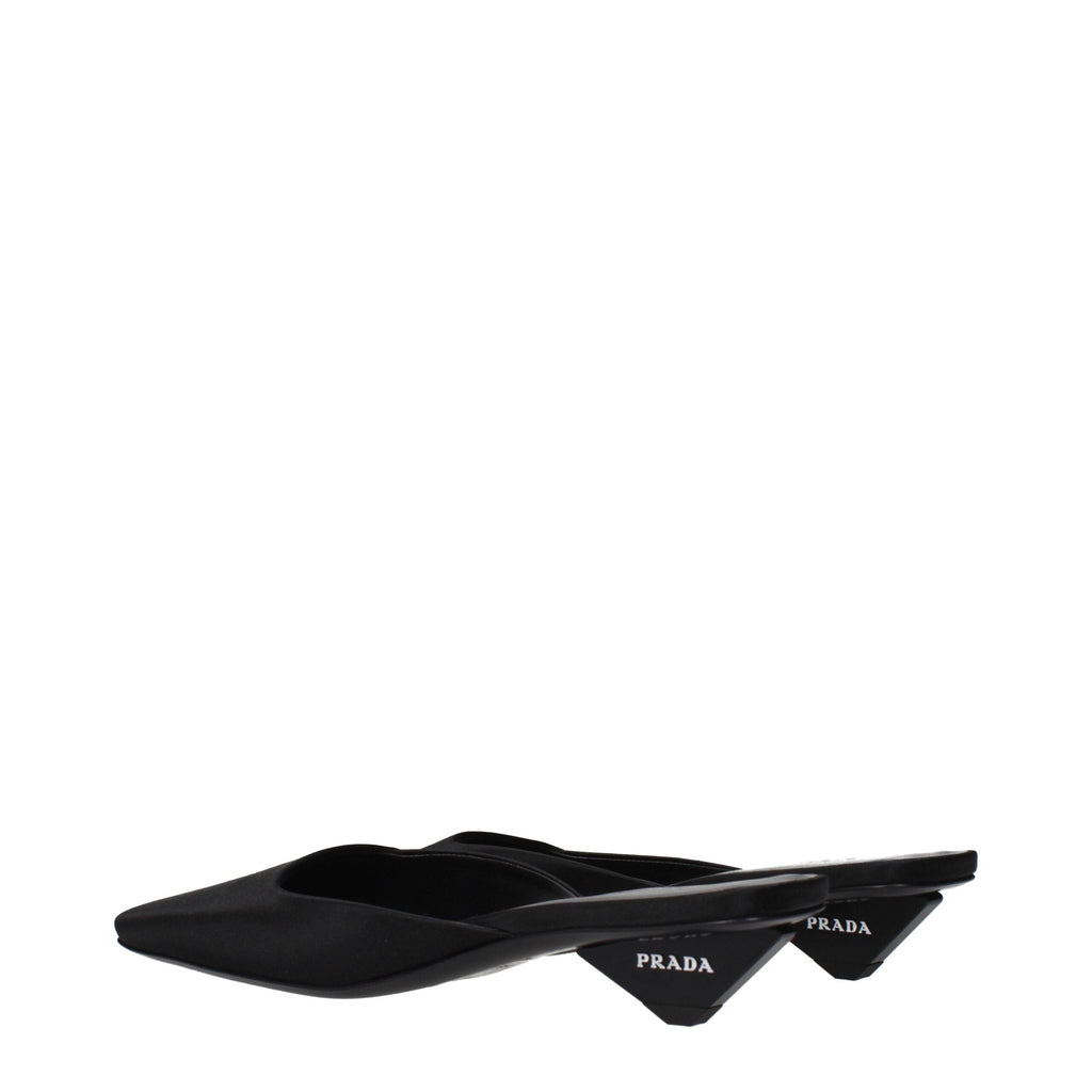 Prada Black Satin Flat Women's Sandals