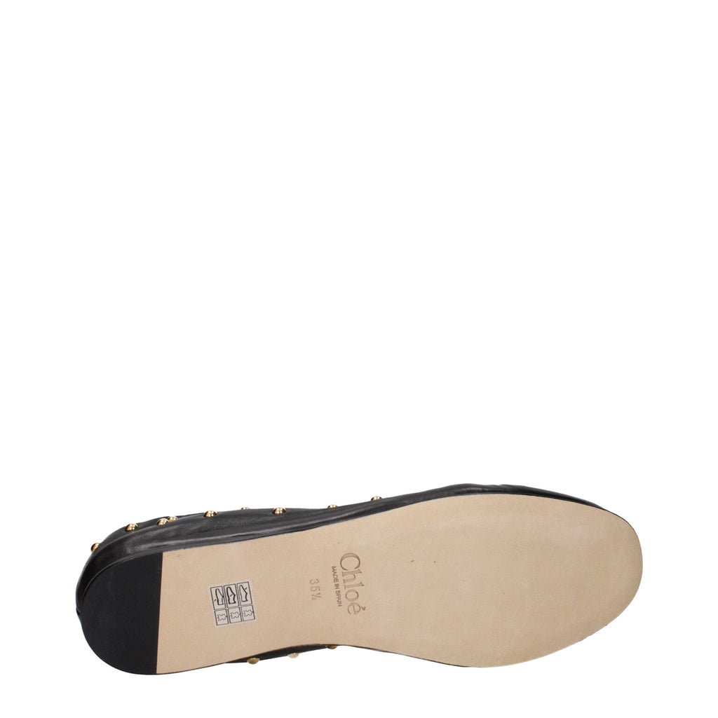 Chloé Black Leather Ballet Women's Flats