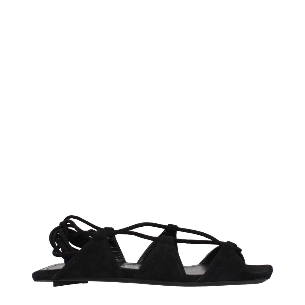 The Attico Black Leather Flat Women's Sandals