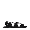 The Attico Black Leather Flat Women's Sandals