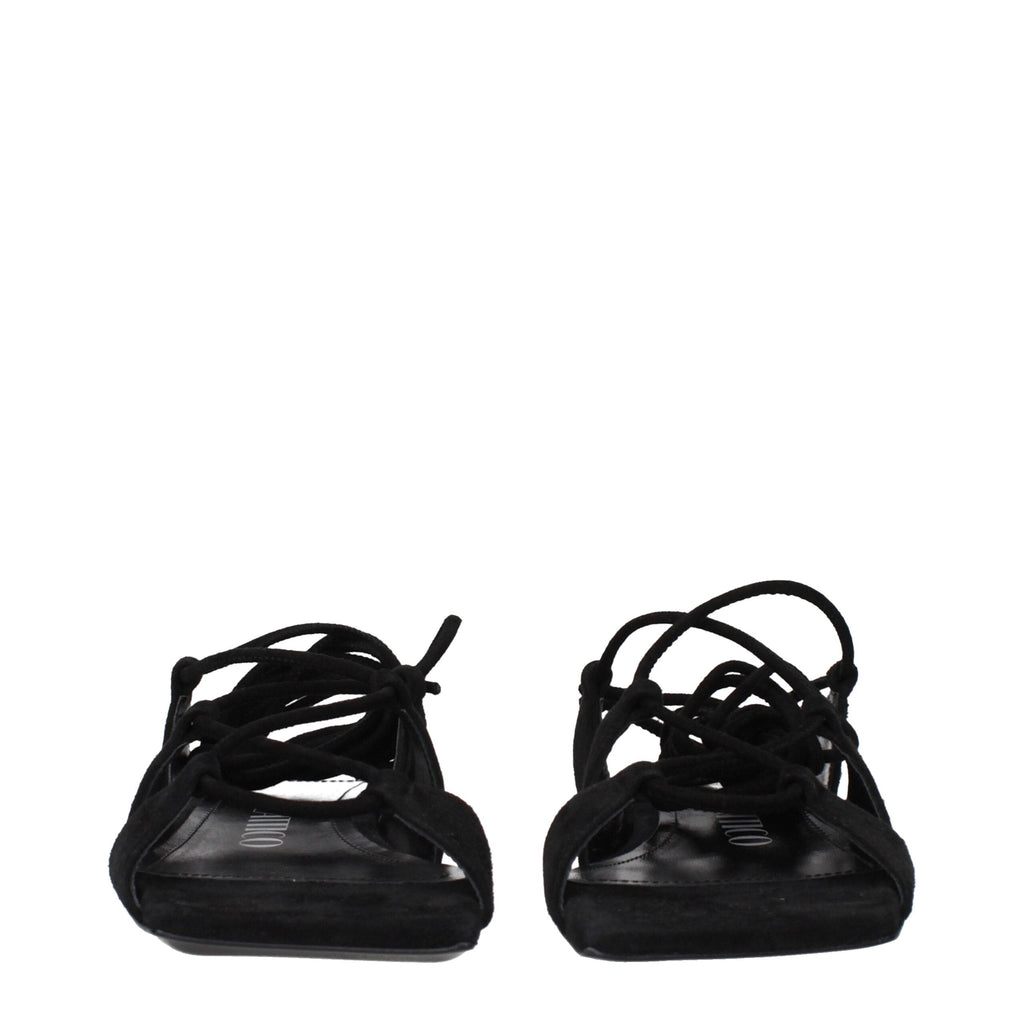 The Attico Black Leather Flat Women's Sandals