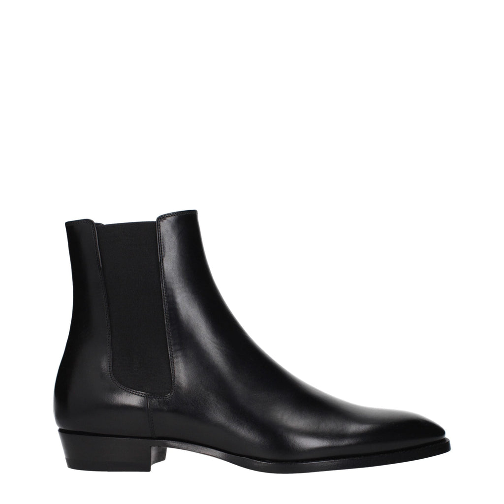 Celine Black Leather Ankle Men's Boots