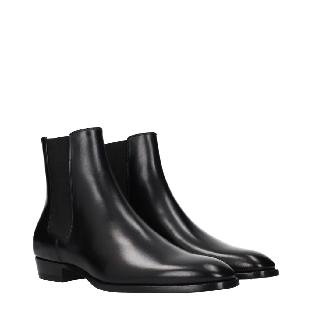 Celine Black Leather Ankle Men's Boots
