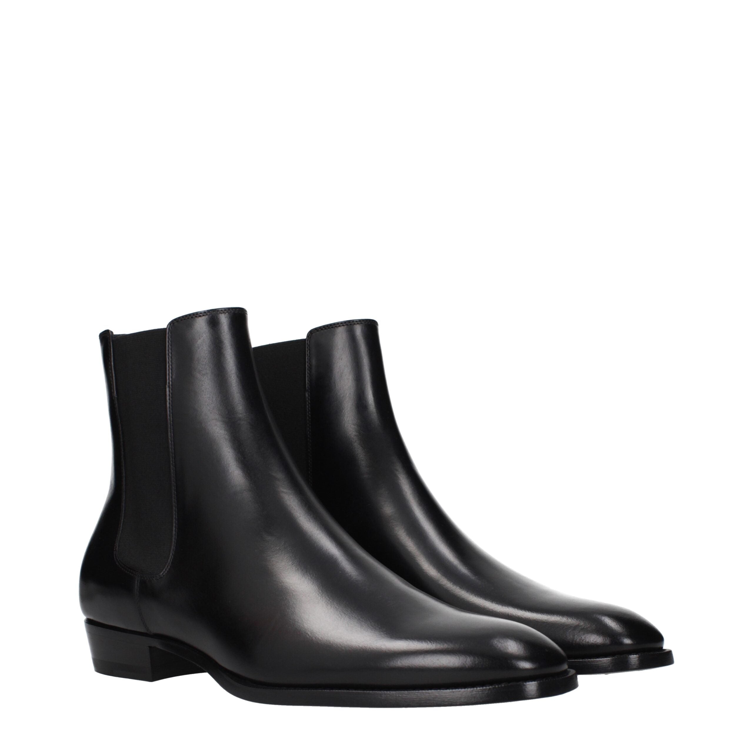 Celine Black Leather Ankle Men's Boots