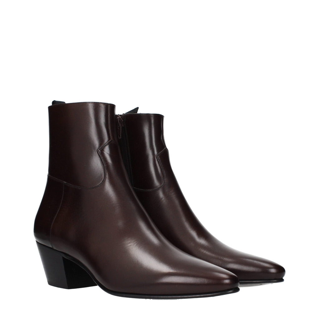 Celine Red Leather Ankle Men's Boots