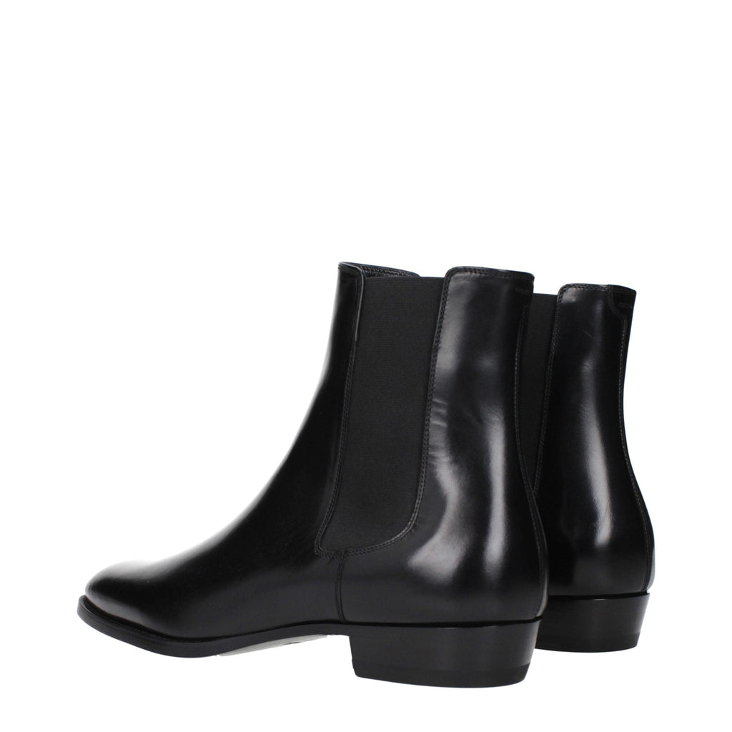 Celine Black Leather Ankle Men's Boots