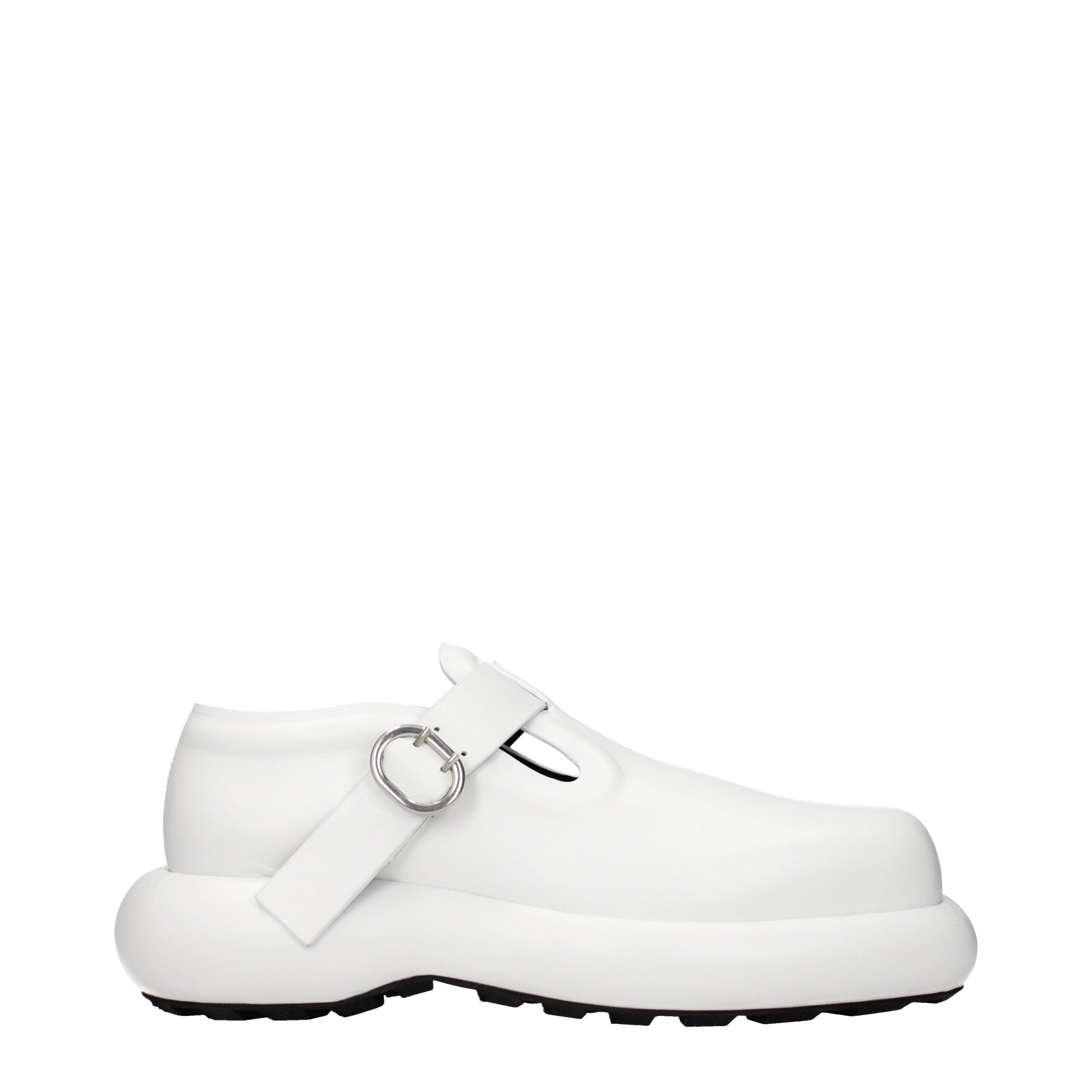 Jil Sander White Leather Slip-On Women's Loafers