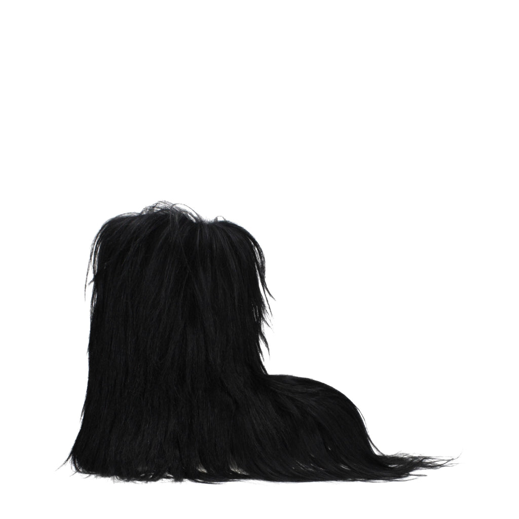 Rick Owens Black Fur Ankle Women's Boots