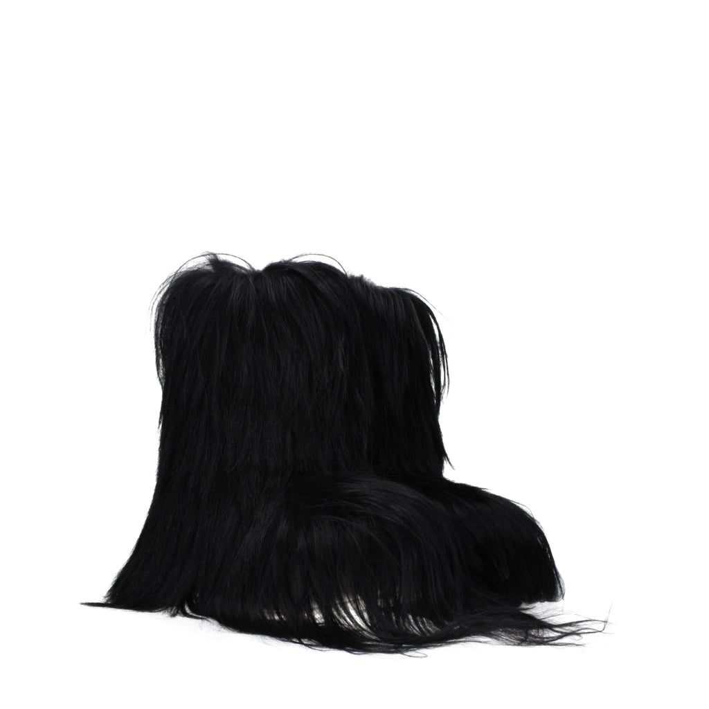 Rick Owens Black Fur Ankle Women's Boots