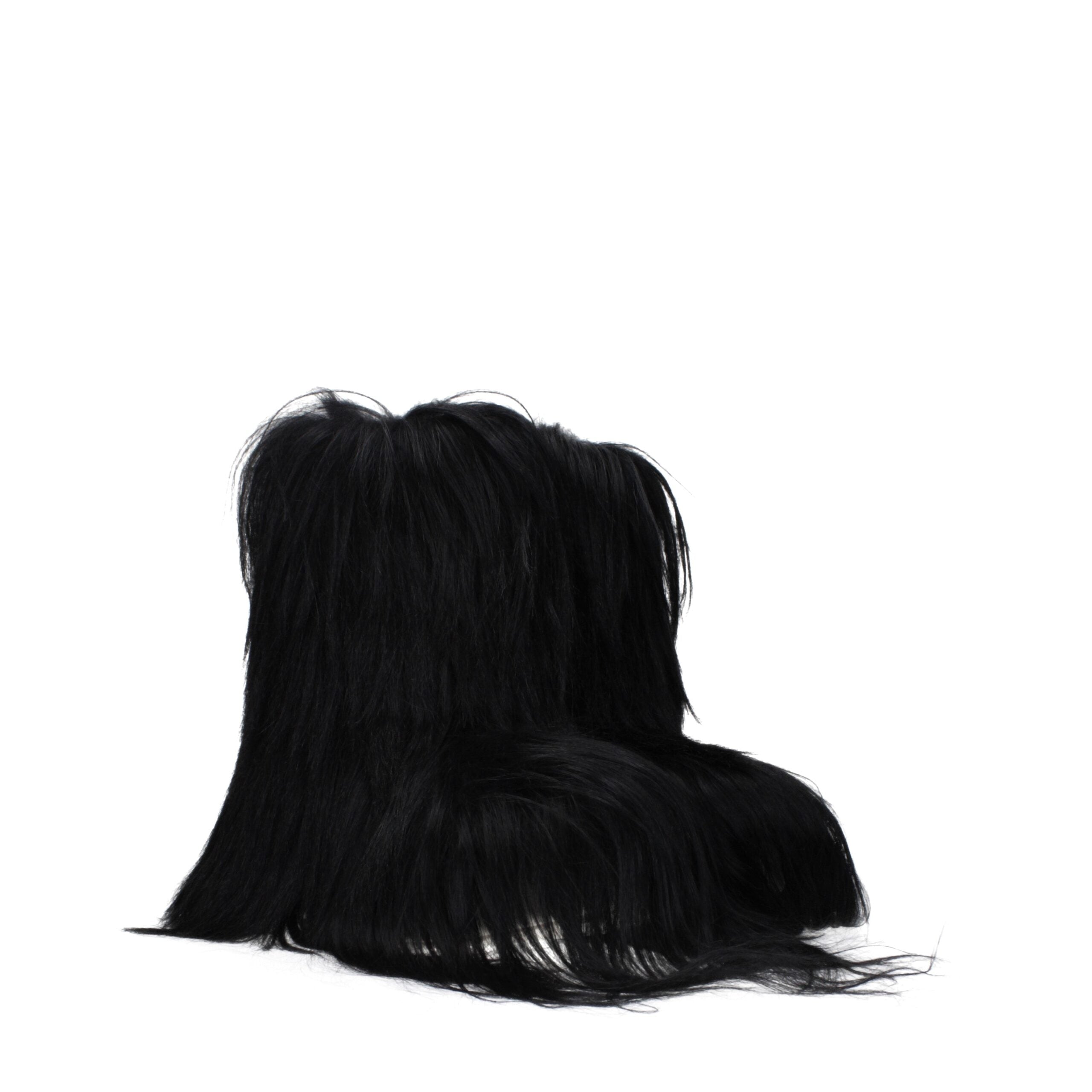 Rick Owens Black Fur Ankle Women's Boots