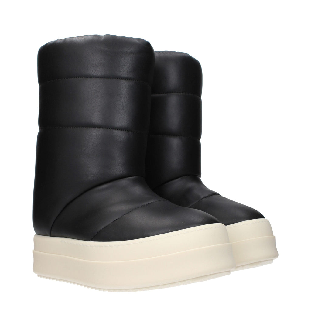 Rick Owens Black Leather Ankle Men's Boots