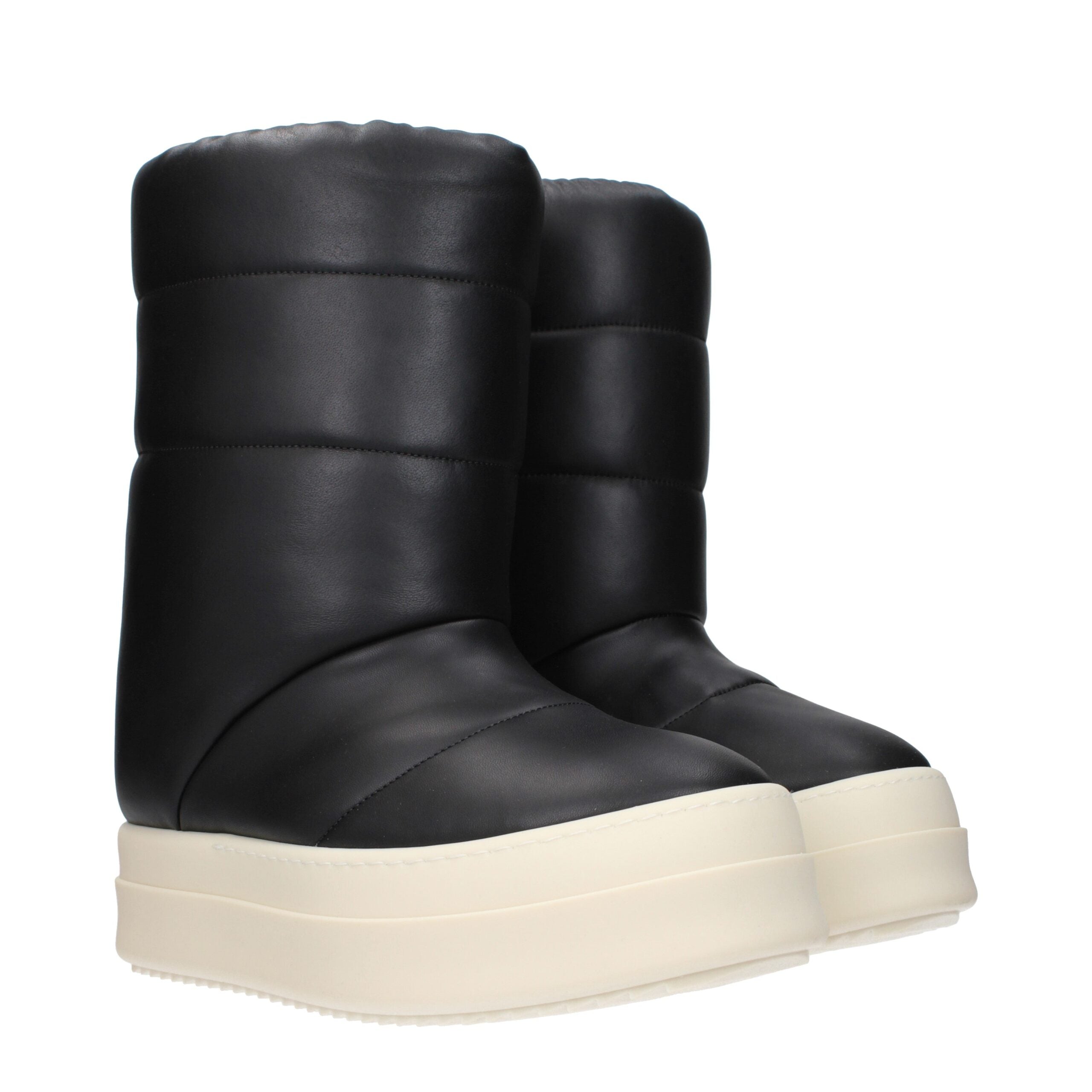 Rick Owens Black Leather Ankle Men's Boots